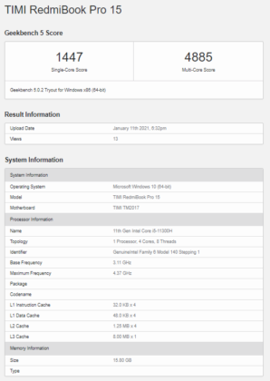 RedmiBook Pro 15 Intel Core i5