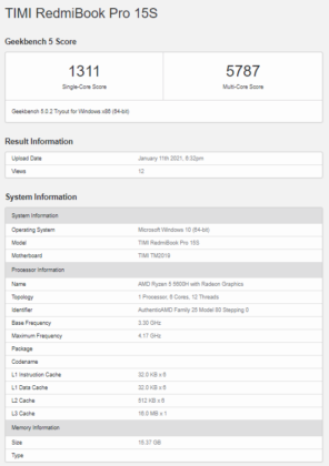 RedmiBook Pro 15S AMD Ryzen 5 16GB RAM