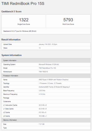 RedmiBook Pro 15 and Pro 15S specifications appear at Geekbench, may launch soon 7 RedmiBook Pro 15S AMD Ryzen 5