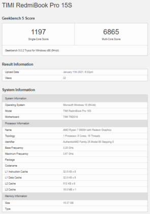 RedmiBook Pro 15 and Pro 15S specifications appear at Geekbench, may launch soon 9 RedmiBook Pro 15S AMD Ryzen 7