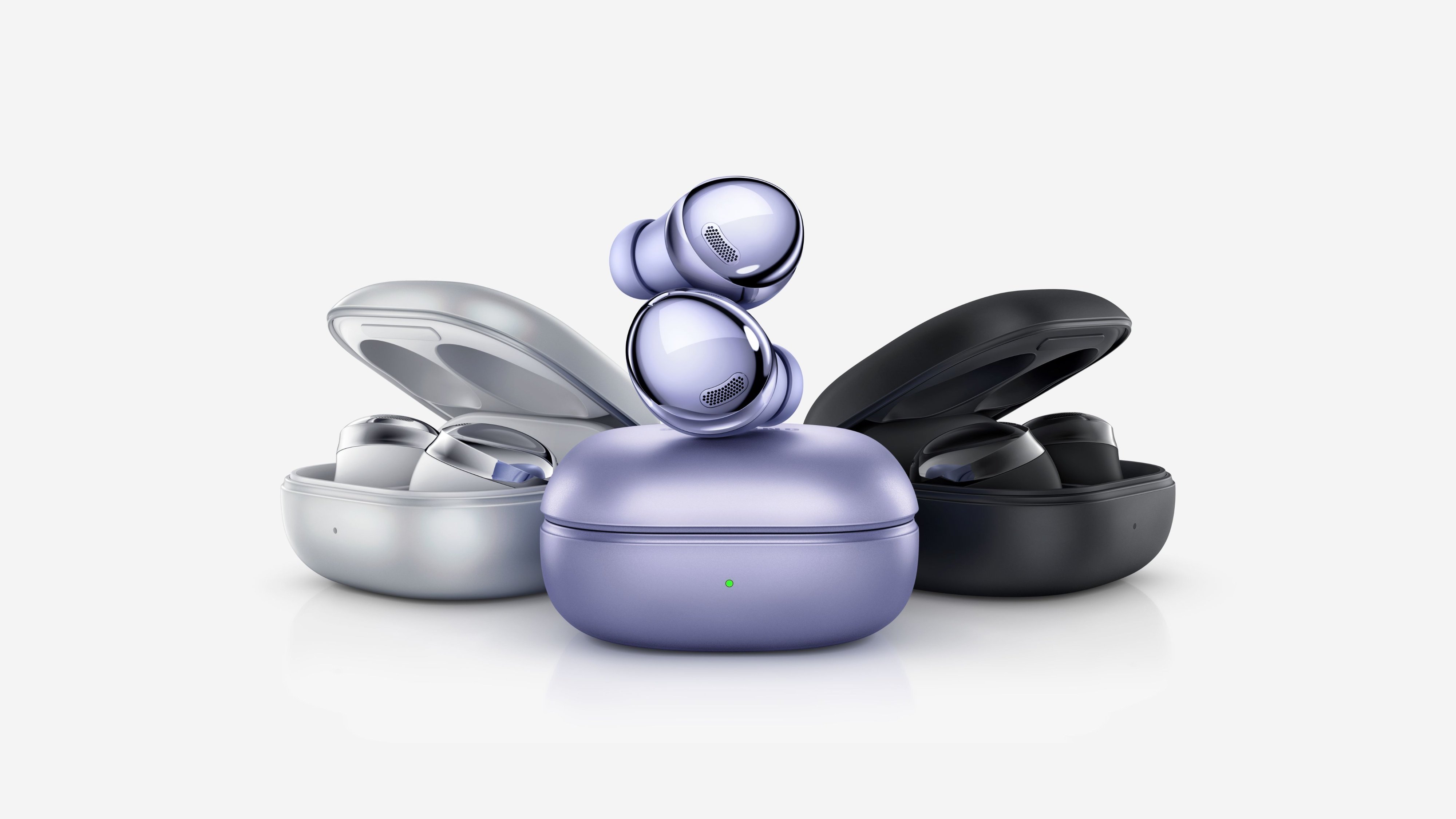 Samsung Galaxy Buds Pro in Black, Silver, and Violet,