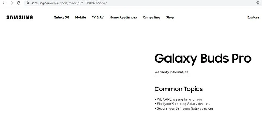 Samsung Galaxy Buds Pro Website Listing Leak