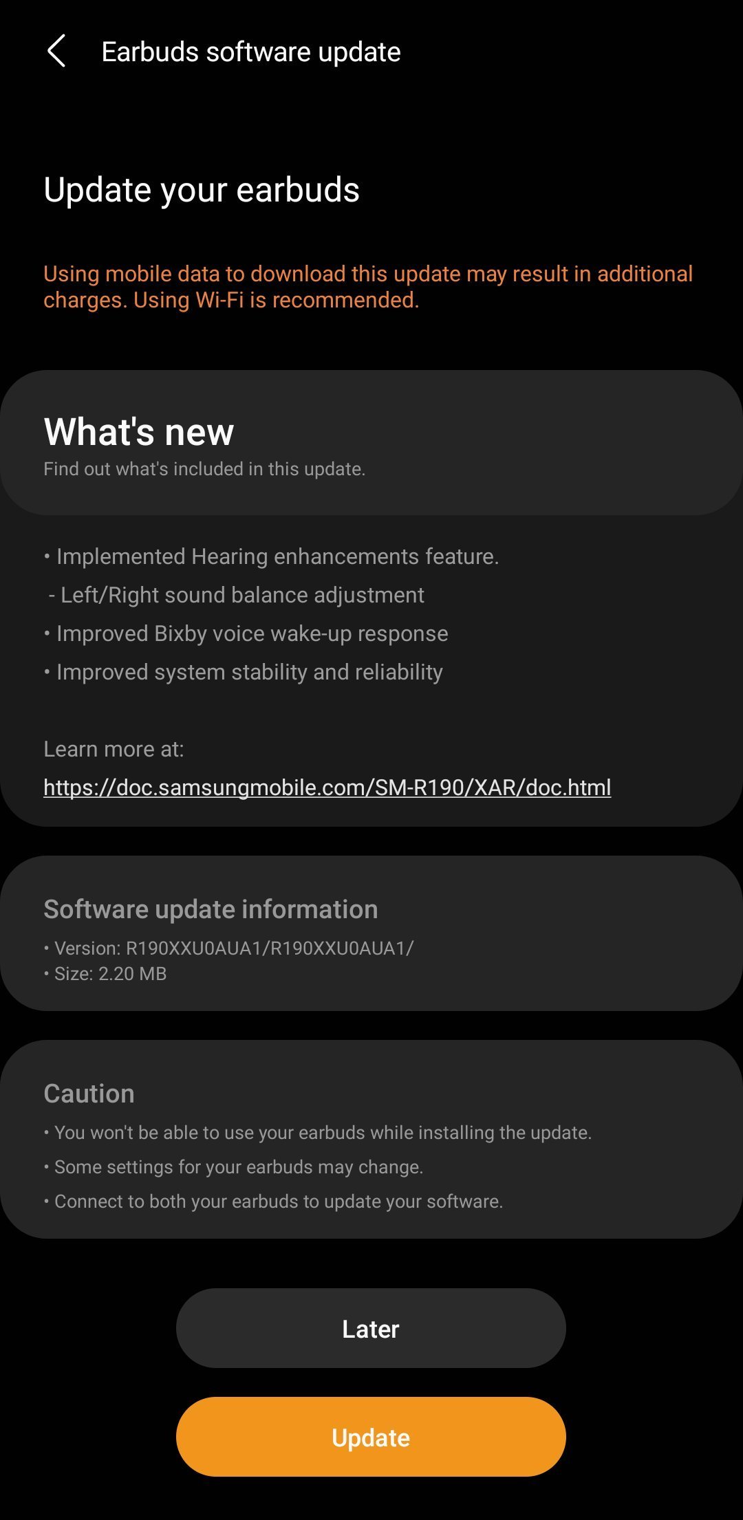 Samsung Galaxy Buds Pro update