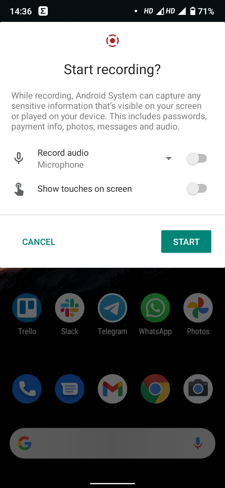 Xiaomi Mi A3 Android 11 Screen Recorder