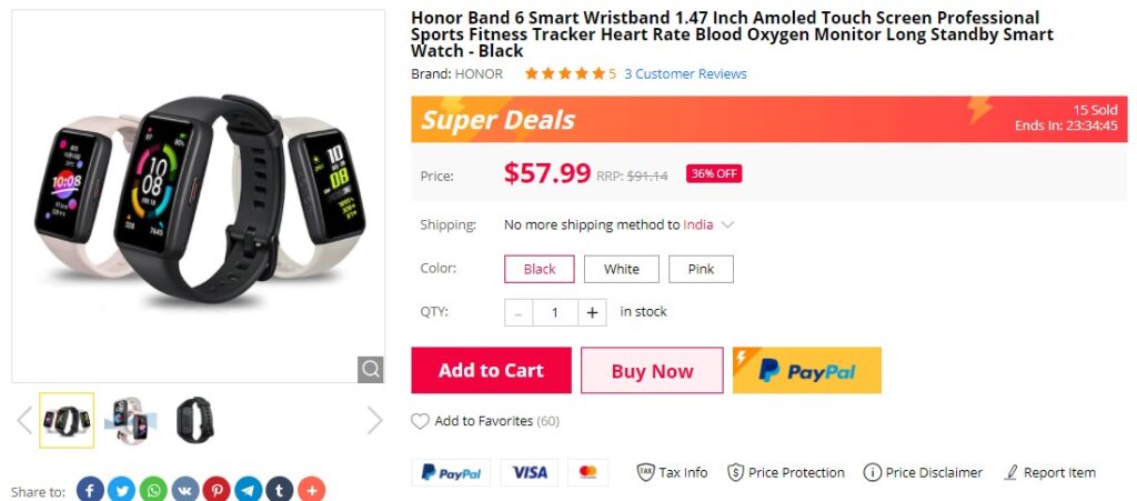 يتوفر Honor Band 6 بسعر مخفض قدره 57.99 دولارًا عبر Gearbest