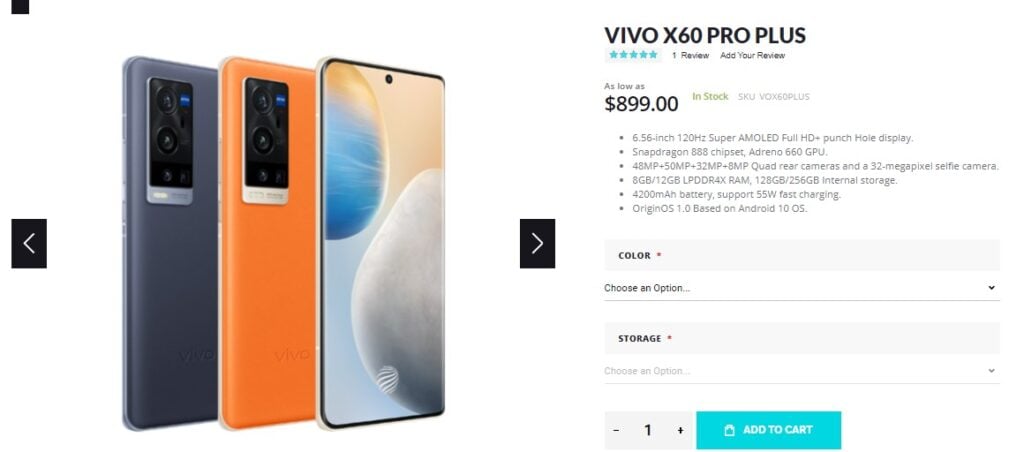يتوفر Vivo X60 Pro Plus 5G على Giztop