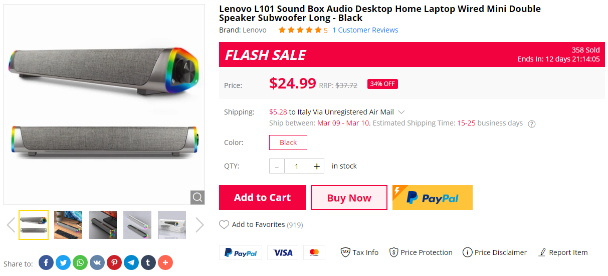 Lenovo L101 Soundbar Gearbest