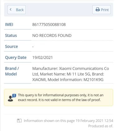 Xiaomi Mi 11 Lite 5G FCC listing reveals more Specs 5