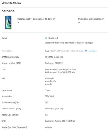Motorola Athena (Defy) with Snapdragon 662 surfaces at Google Play Console and Geekbench 5