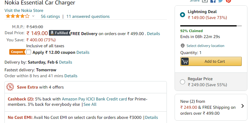 Nokia Essential Car Charger Amazon