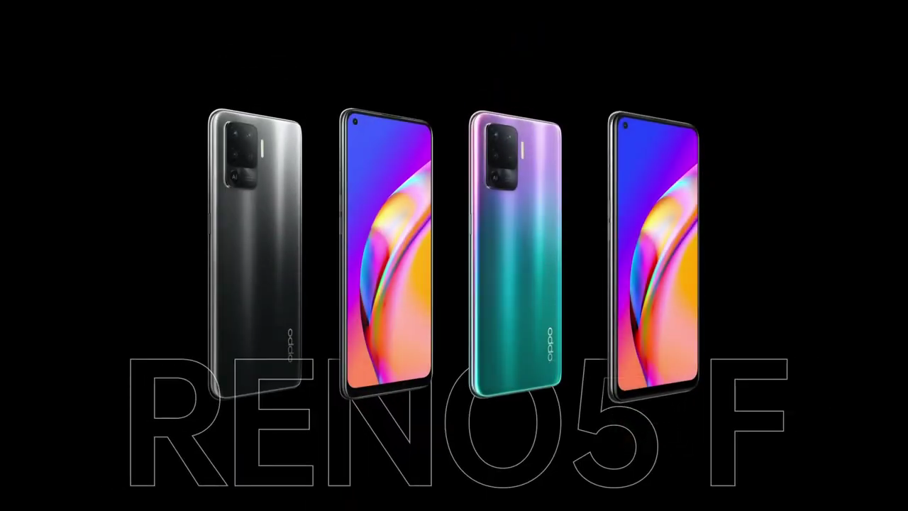 OPPO Reno5 F es un líquido negro violeta premium premium