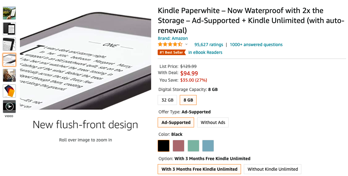 Get $35 OFF the Waterproof Kindle Paperwhite 8GB with Bluetooth on   US - Gizmochina
