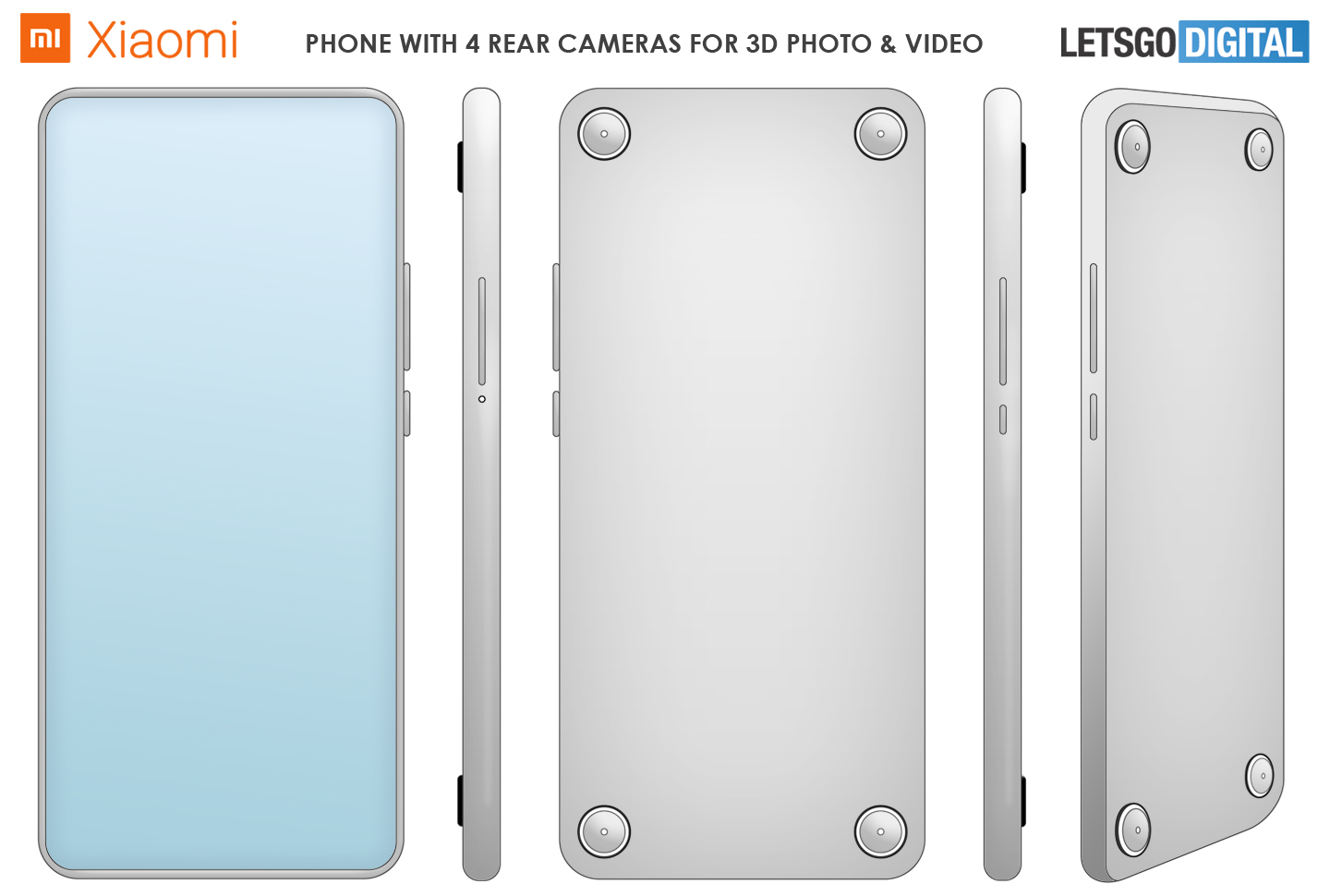 Xiaomi 3D Smartphone Design Patent Sketches