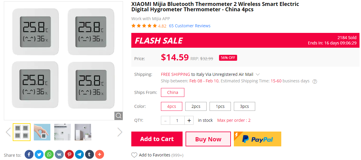 Xiaomi Mijia Bluetooth Thermometer Gearbest