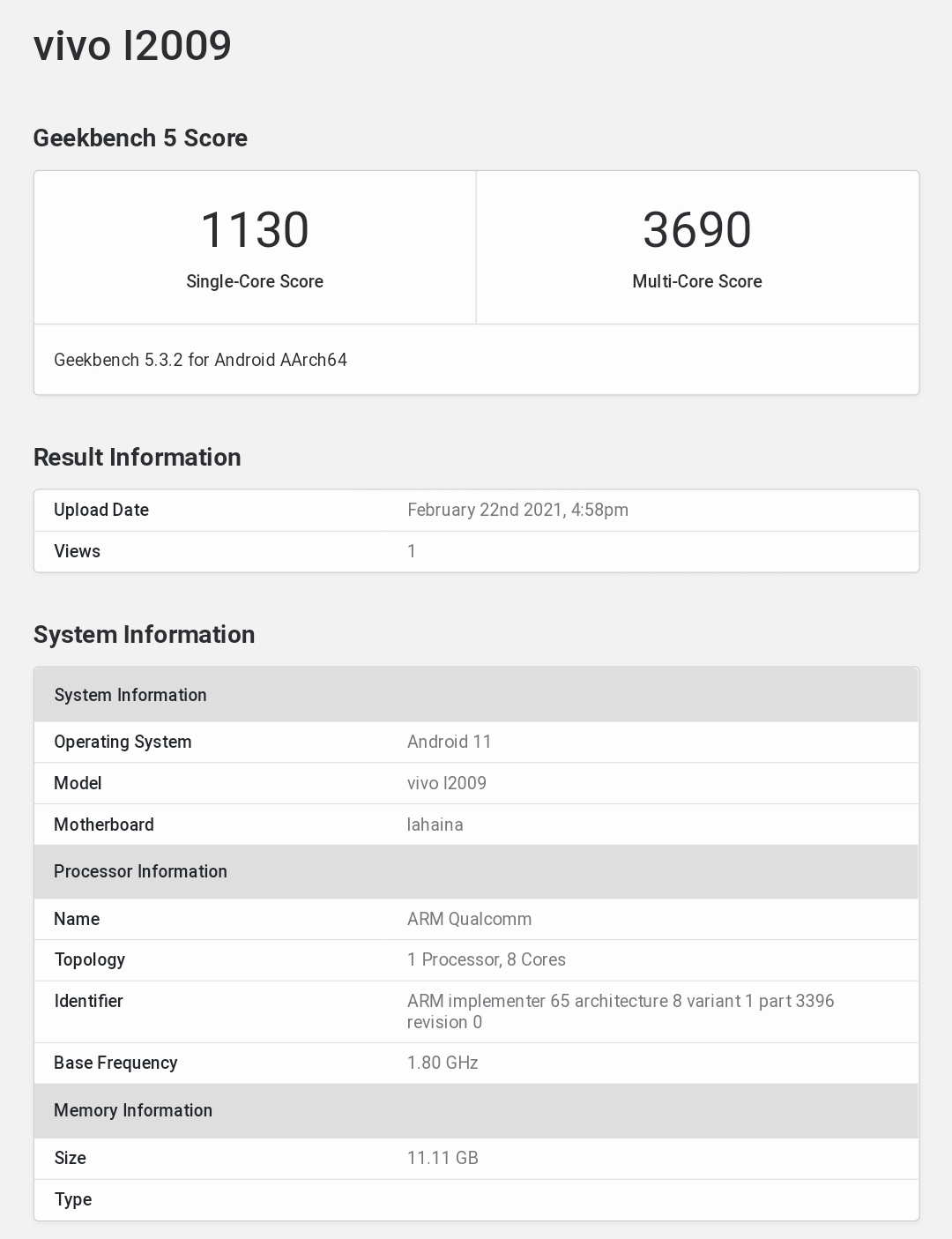 iQOO 7 India Geekbench 