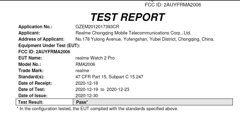 realme Watch 2 Pro branding confirmed by FCC 5