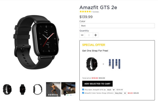 Amazfit is offering a free strap when you purchase select models 5 Amazfit GTS 2e free strap