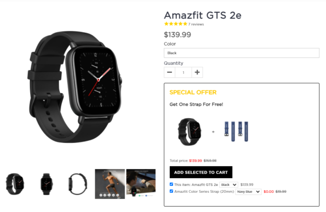 Amazfit GTS 2e free strap