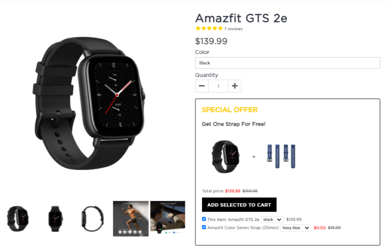 ukuran strap amazfit gts