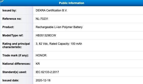 Honor Smart Band Battery Leak FCC