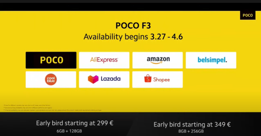 POCO F3 Early Bird stores