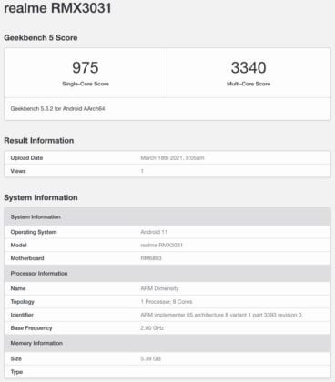 Alleged Realme GT Neo’s Geekbench & BIS listings spotted, India launch seemingly teased 3 Realme-RMX3031-Geekbench