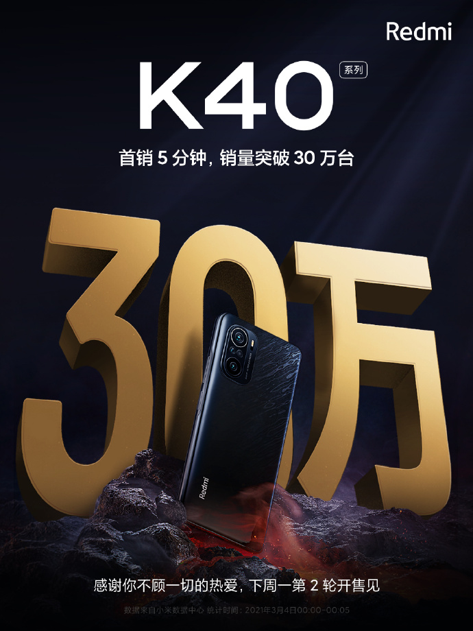 Redmi K40 series first sale: 300,000 units of K40, K40 Pro sold in 5 ...