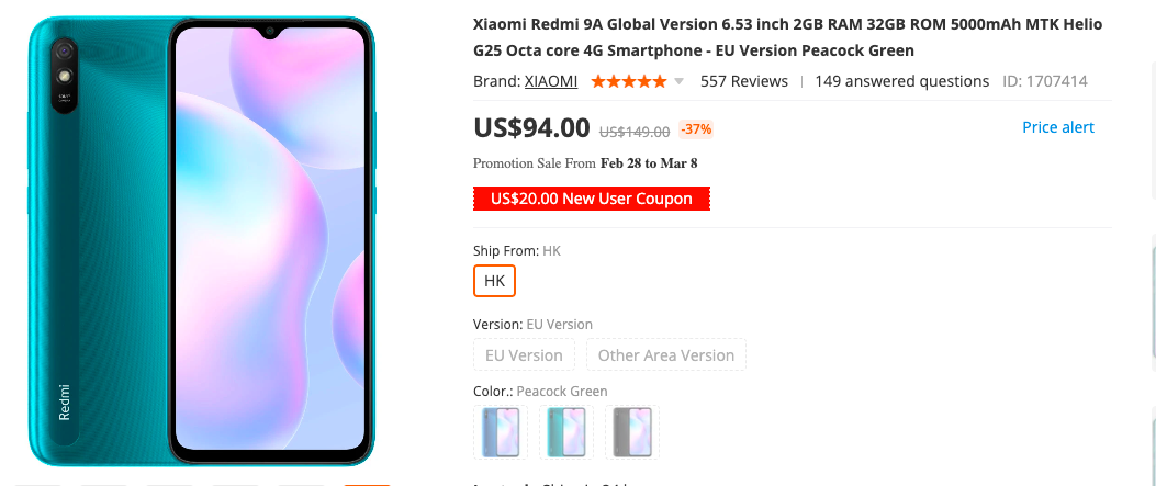 xiaomi redmi 9A1