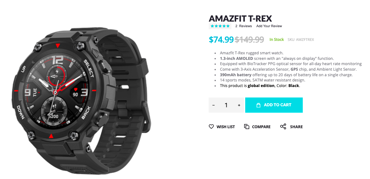 amazfit t rex black friday