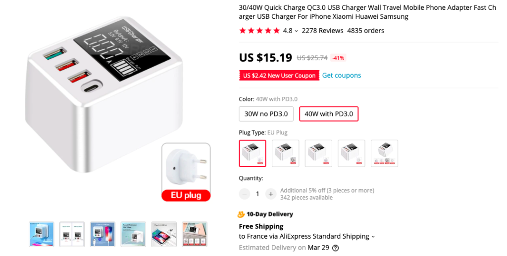 Deal: Buy Asometech 40W PD3.0 Fast Travel Adapter with 4 Charging Ports ...