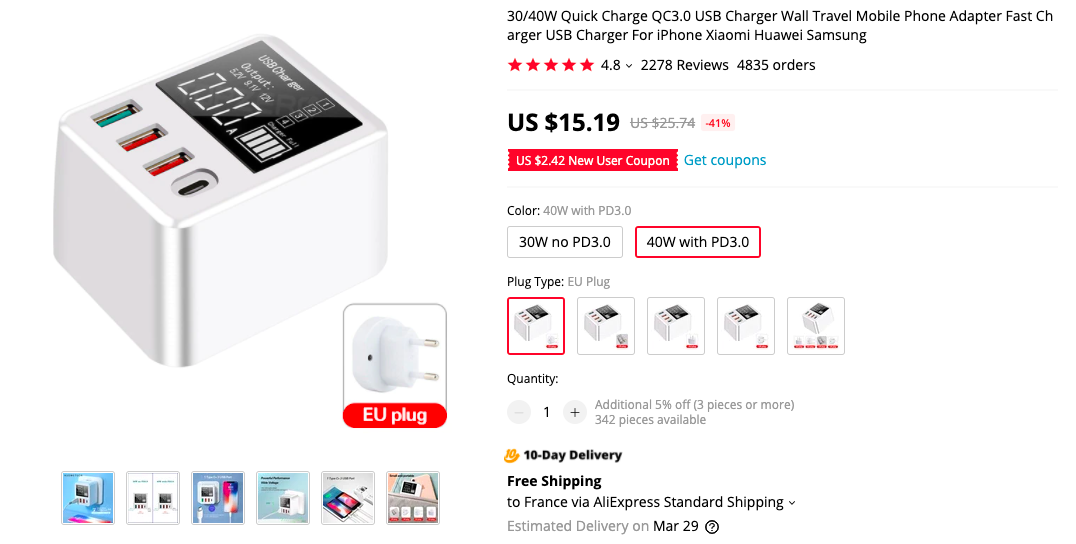 asometech 40w charger 