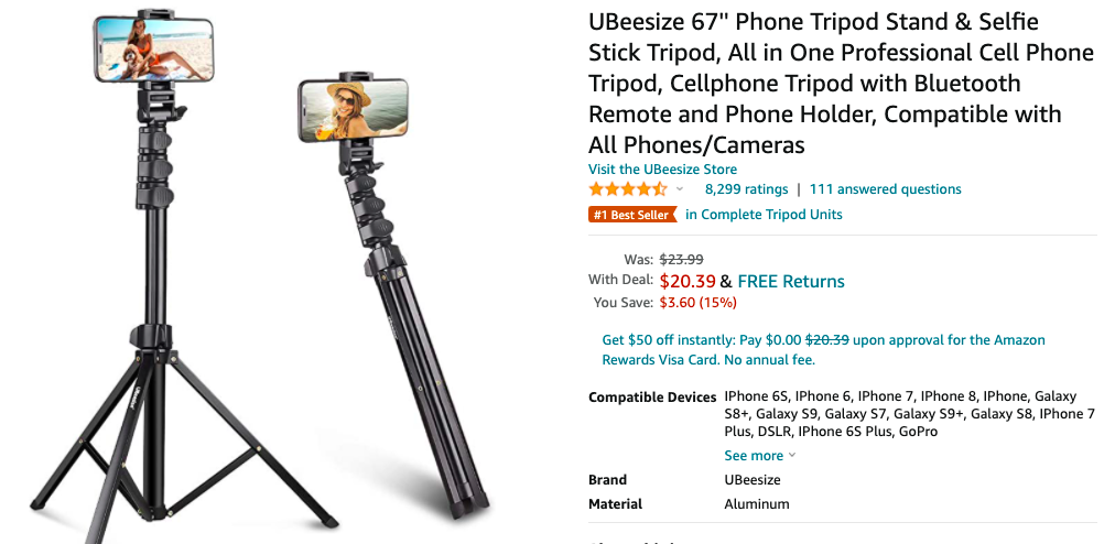 Deal Get Ubeesize Selfie Stick Tripod For 39 Original Price 25 Gizmochina