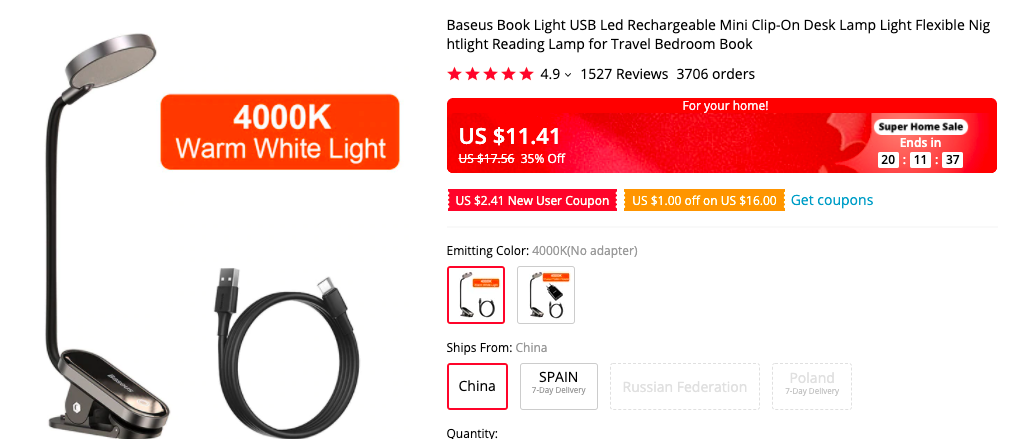 baseus book light 