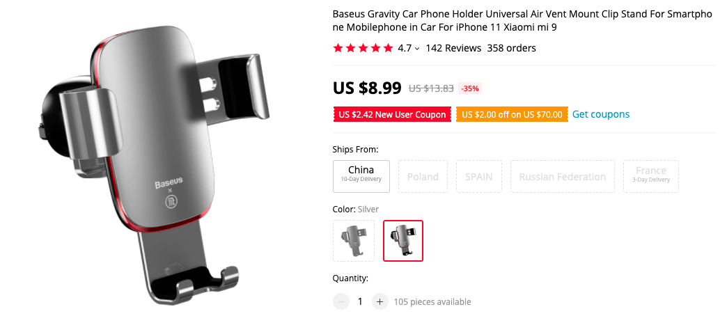 baseus metal car mount