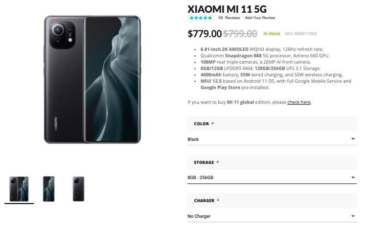 xiaomi mi 11 giztop deal