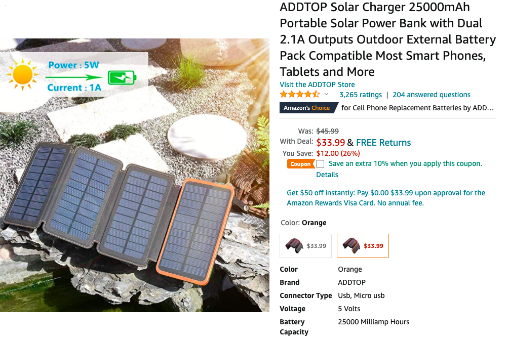 Addtop Solar power bank