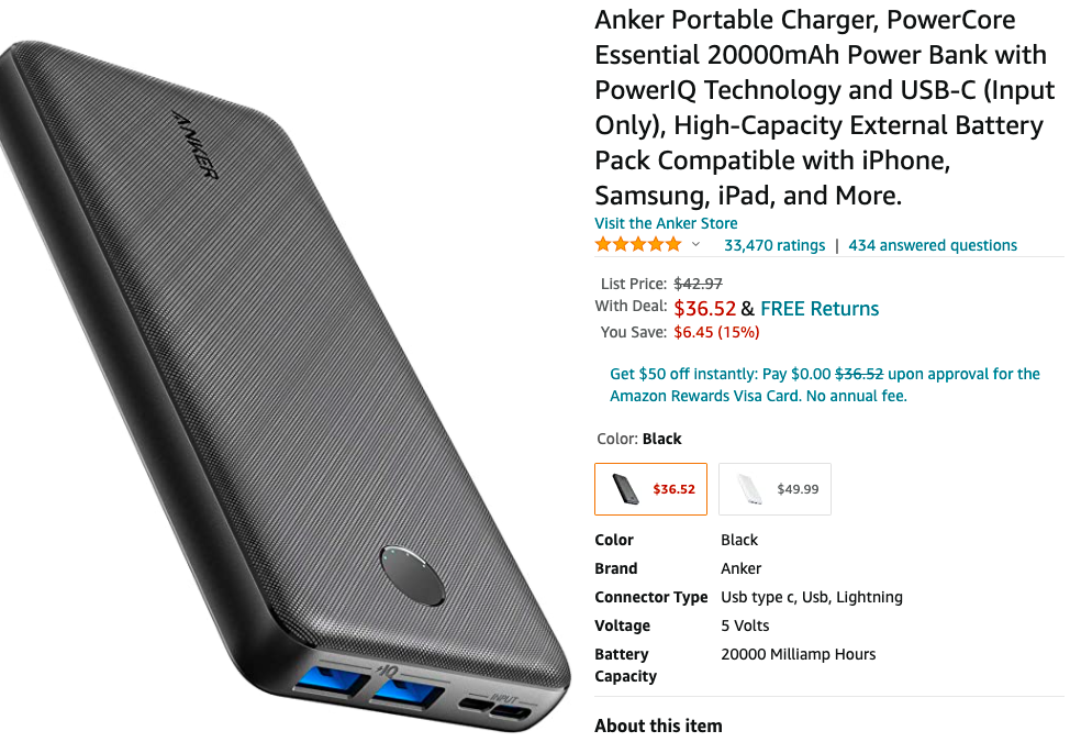 Anker power bank 20000mAh 3