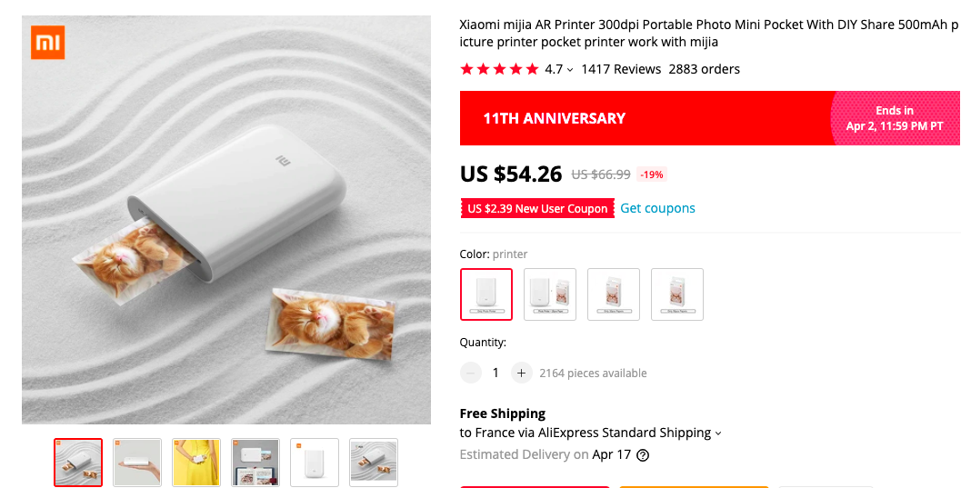 XIAOMI AR PHOTO PRINTER