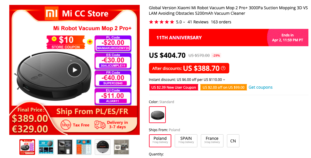 XIAOMI MI ROBOT VACCUM -MOP 2 PRO+