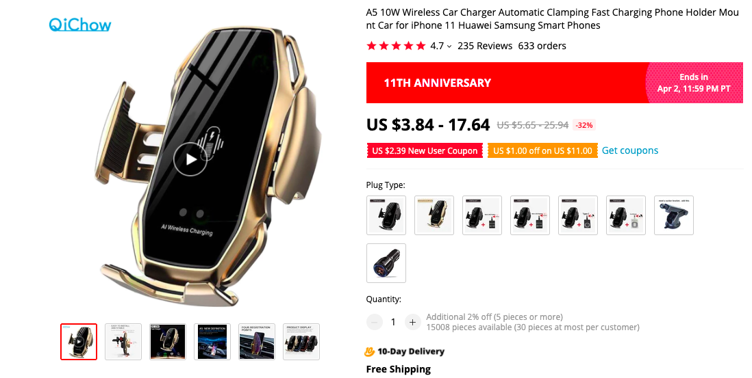 10W WIRELESS CAR CHARGER