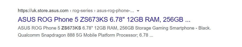 ASUS ROG Phone 5 model number