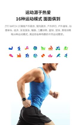 More details of the ZTE Watch GT surface, includes color options and sports modes 2