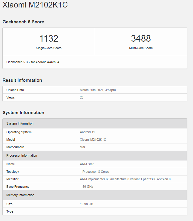 mi 11 ultra geekbench