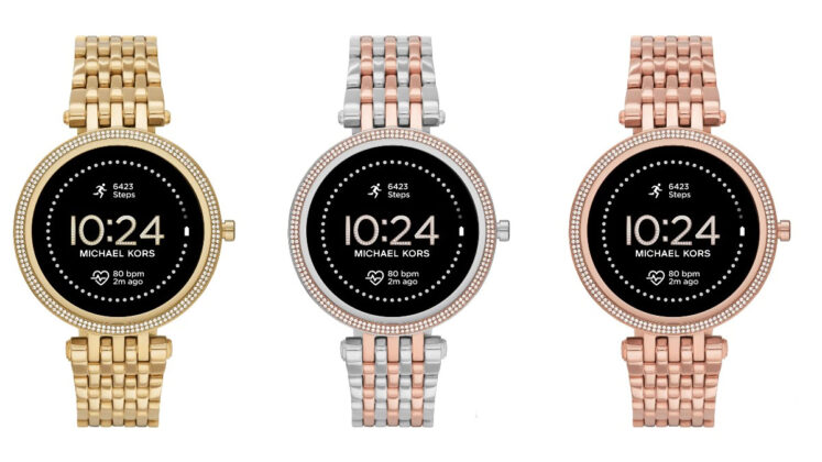 michael kors gen 5e darci smartwatch two tone stainless steel