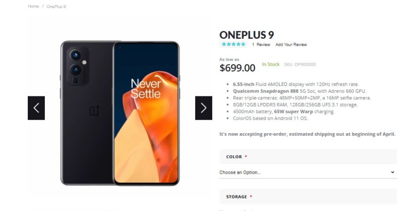 OnePlus 9 and 9 Pro pre-orders live on Giztop for the special price of $659 and $859, respectively 3