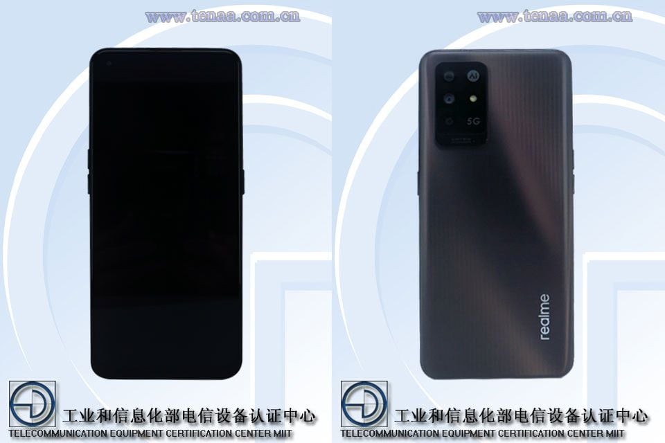 Realme RMX3333 TENAA listing appears with full specifications and 