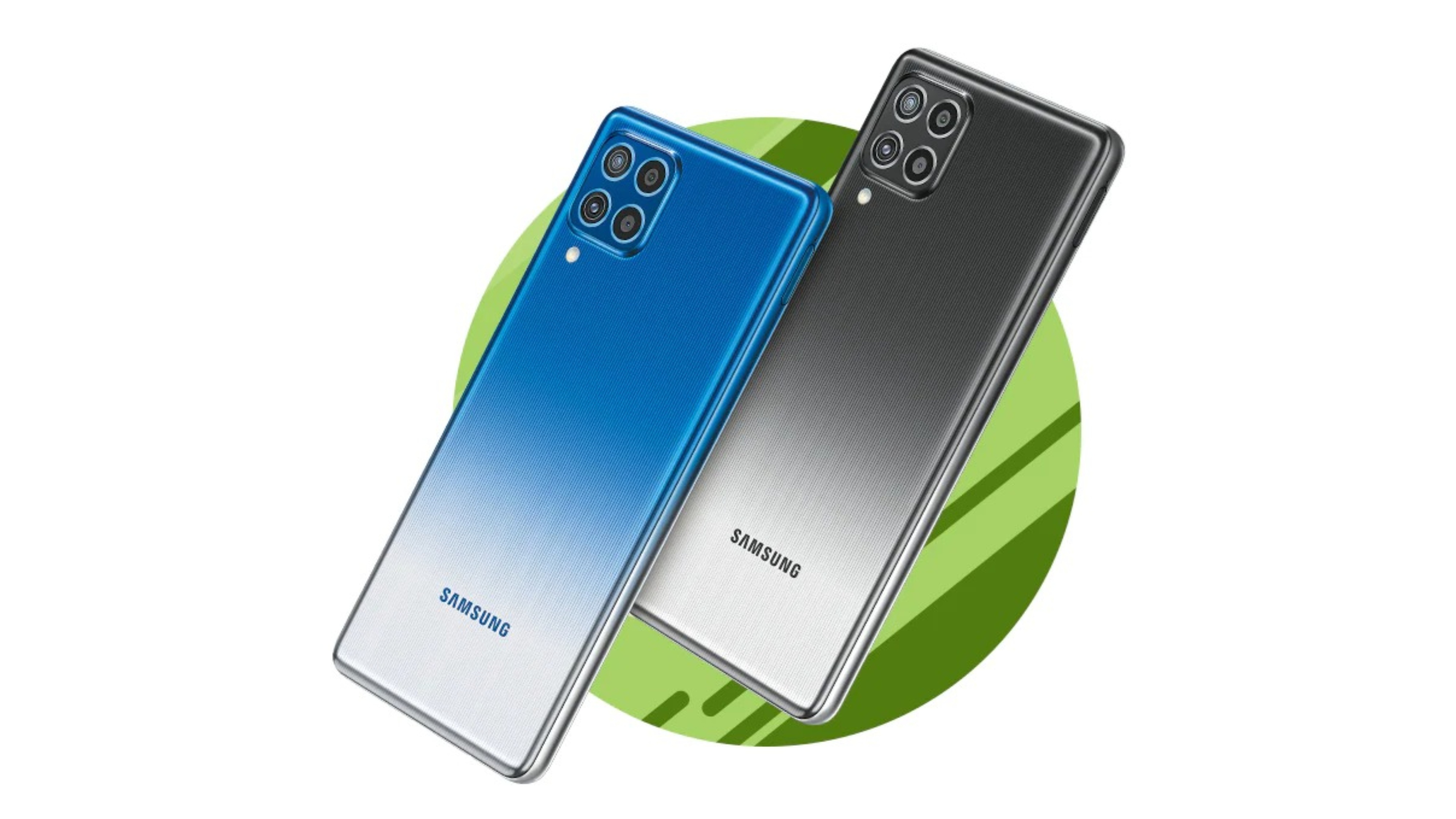 Samsung Galaxy F62 Laser Blue Laser Grey Featured