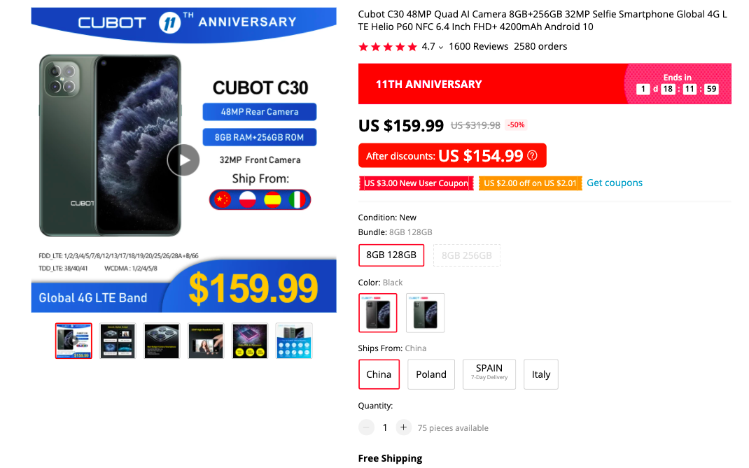 cubot c30 deal