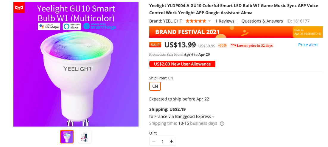 Deal: Get Yeelight GU10 Smart LED Bulb for $13.99 (Original Price $20) -  Gizmochina
