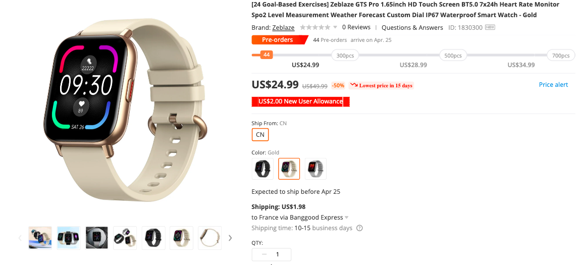 zeblaze gts pro deal